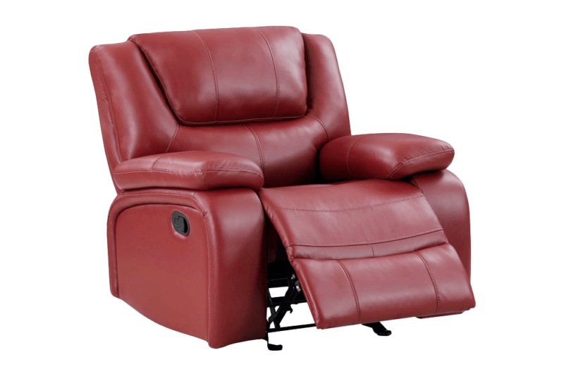 Camila Upholstered Glider Recliner Chair Red Faux Leather