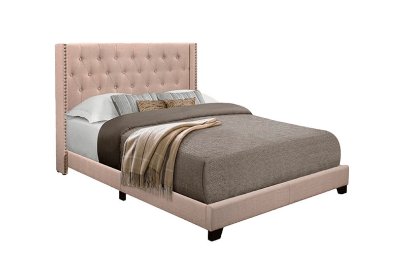 FULL BED W/BEIGE FABRIC