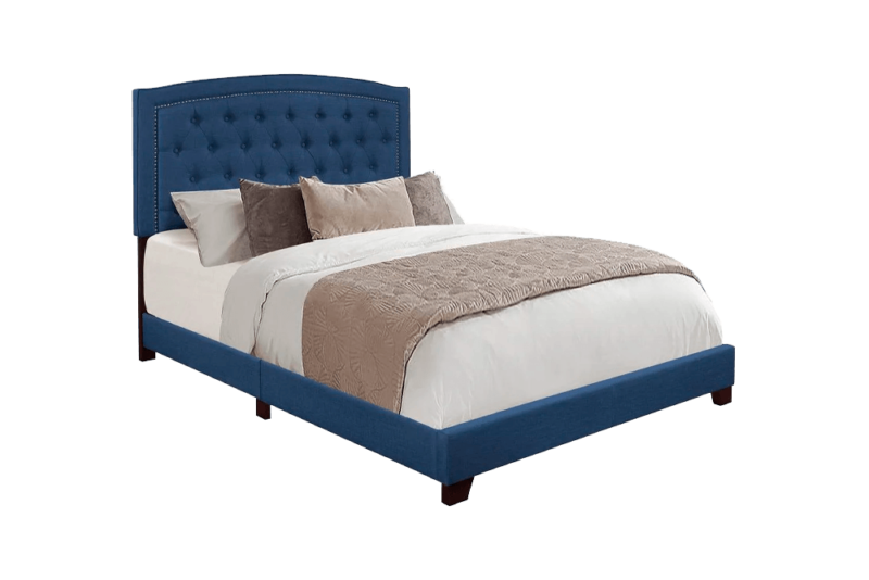 FULL BED W/BLUE FABRIC