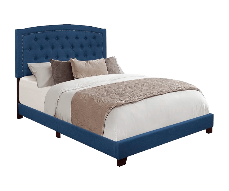 FULL BED W/BLUE FABRIC