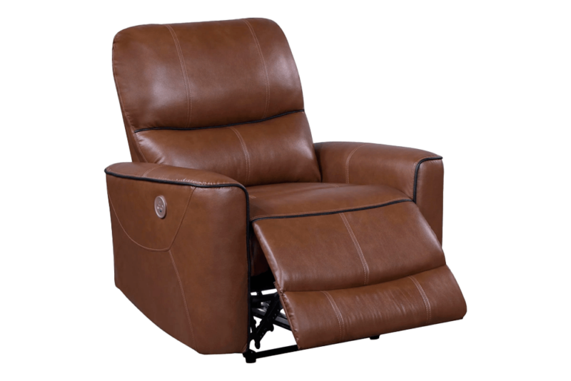 Greenfield Upholstered Power Recliner Chair Saddle Brown