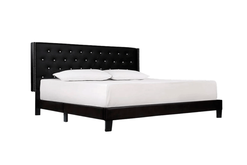 KING PU LEATHER PLATFORM BED, BLK