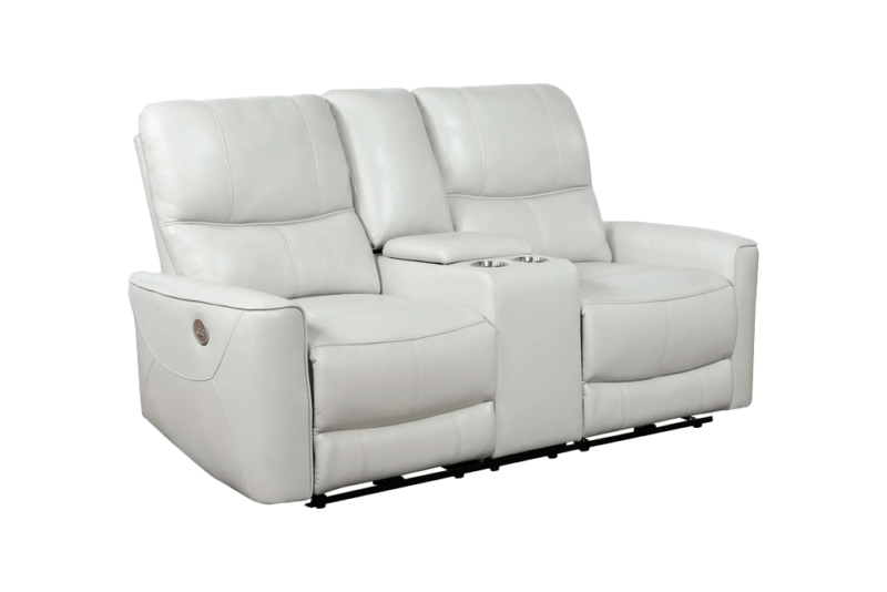 Greenfield Upholstered Power Reclining Loveseat With Console Ivory