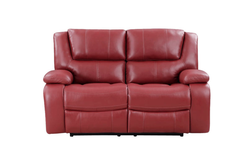 Camila Upholstered Motion Reclining Loveseat Red Faux Leather